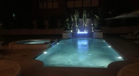 Geometric Pool & Spa with LED Lights and Sheer Descent