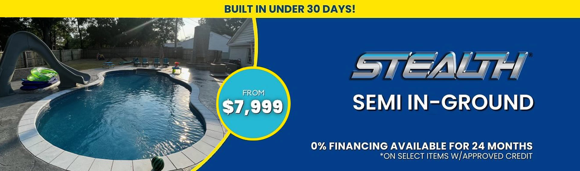 Stealth Semi Inground Pools from $163 per month at Crown Pools
