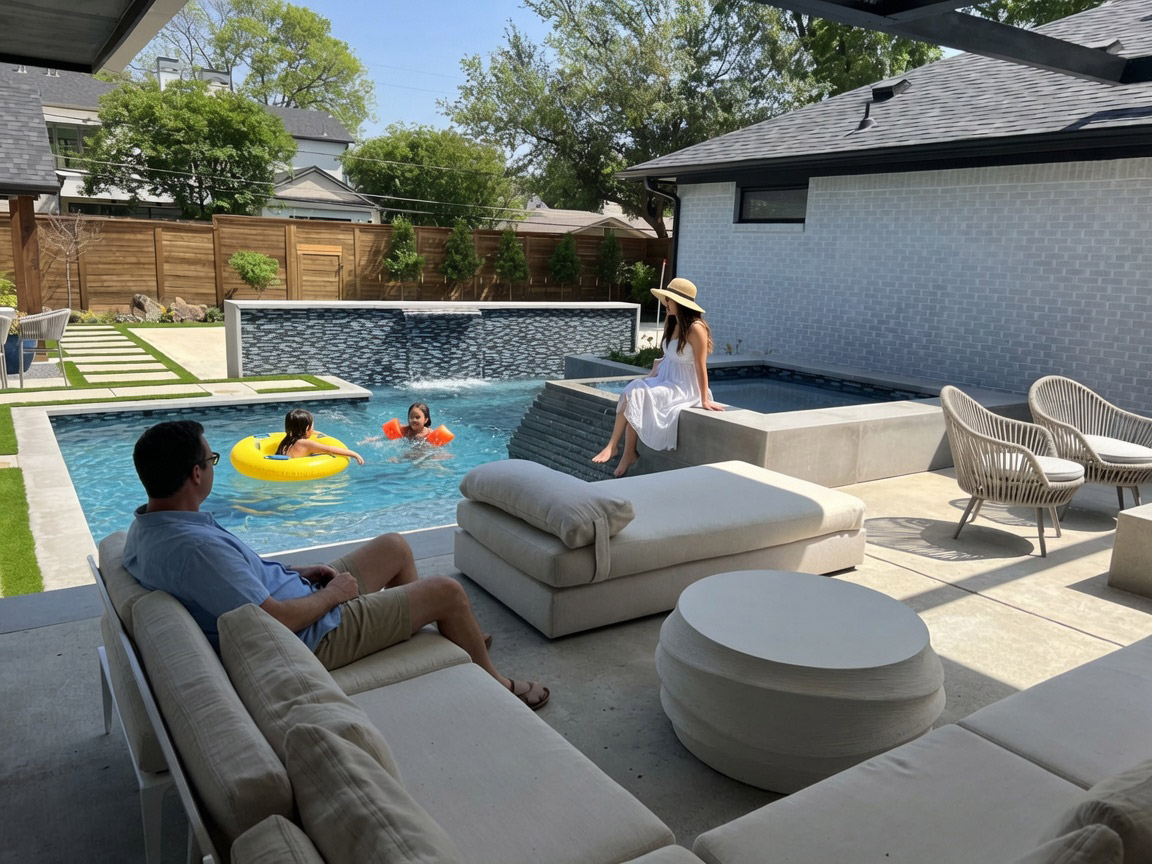 Relaxing with pool and spa